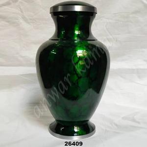 Urne de crémation en métal faite à la main Nouveau design Urne humaine en aluminium vert feu de style américain - Product Image 1