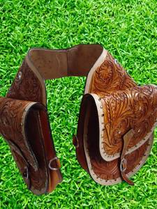 Bolsas de sillín de salto con herramientas manuales de cuero genuino para caballos Suministros ecuestres con bolsa de sillín de caballo de cuero - Product Image 4