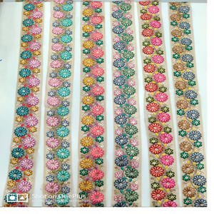 Rubans brodés larges et personnalisés, 1.5 pouces, couleurs vives, avec broderie florale sneakers, pour stylistes de vêtements, sur mesure - Product Image 1