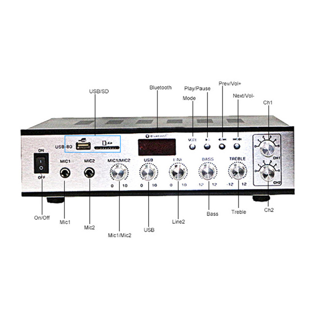80W Cheap Power Amplifier With Display Mini Voltage Power Amplifier