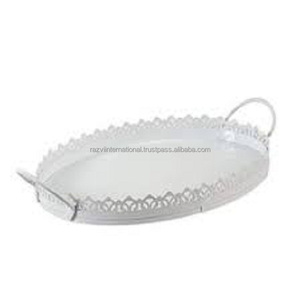Assiettes de table en métal blanc écologiques et durables de 30 cm, compatibles lave-vaisselle, avec revêtement poudré, plateau décoratif de Noël, vente en gros - Product Image 2