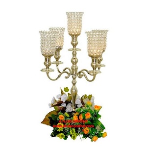 Décoration de table en aluminium Candélabres faits à la main avec votives en verre Nouveau design Candélabres de luxe pour centre de table de mariage - Product Image 4
