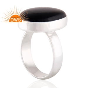Chunky Oval Black Onyx Gemstone <b>Ring</b> Fine <b>Silver</b> Jewelry Wholesale Designer <b>925</b> Sterling <b>Silver</b> <b>Ring</b> Classic Collection - Product Image 2