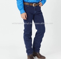 Dernier Style Jean en Denim Formel Personnalisé pour Homme Coupe Cowboy Respirant Uni Foncé 100% Coton Broderie Cristal
