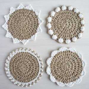 Handmade <b>Round</b> Vintage Design Jute <b>Tablemats</b> and Coasters for Tables by Casa Decor - Product Image 4
