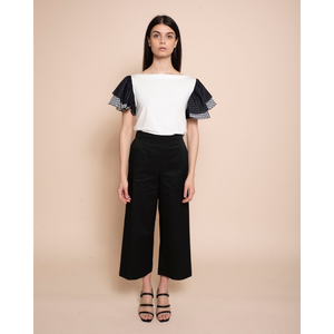 Pantalon large SM avec poches françaises, mochrome avec élastique, look décontracté confortable, 100% fabriqué en Italie. Pour la journée - Product Image 4