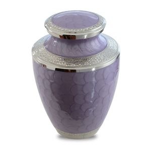 Urnas de cremación de latón para adultos, urna funeraria de tamaño morado y Floral, hechas en la India - Product Image 1