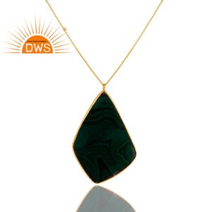 Unshaped Malachite Gemstone Pendant Necklace 18k Gold Plated 925 Silver Long Chain Necklace Jewelry Suppliers - Product Image 2