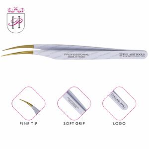 สีขาวต่อขนตา C จุดแหนบ Gold Tip, Lash แหนบปริมาณและแยกแหนบ,C-Point แหนบ - Product Image 2