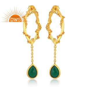 Pendientes colgantes de plata de ley de alta calidad para mujer, Gema Natural de ónix verde, diseño de marquesa, fabricante de joyería - Product Image 4