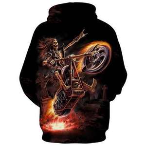 Sweat-shirt à capuche unisexe entièrement sublimé avec imprimé de crâne, respirant, séchage rapide, polyester/coton, style décontracté, été - Product Image 6