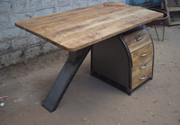 Bureau d'ordinateur en bois et métal de style antique indien rustique vintage industriel en gros, meubles de bureau à domicile durables, utilisation scolaire, cuisine, étude