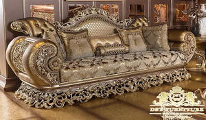 Muebles de Salón de Estilo Francés con Acabado Metálico, Muebles de Salón Clásicos Reales Franceses, Juego de Sofás Europeos Tallados a Mano - Product Image 3