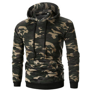 Sweat à capuche à manches longues en coton épais camouflage noir surdimensionné pull thermique sublimation sweats à capuche pour hommes vente en gros - Product Image 6