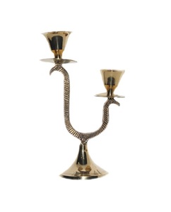 BRASS BLACK AND <b>BROWN</b> TWO TAPER CANDLE HOLDER SET OF TWO By BRASSWORLD INDIA - Product Image 2