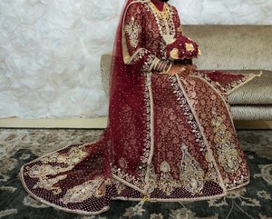 Stylish-Indian/Pakistani Stylish-Long <b>Jacket</b> with lehenga dress Embellished in crystal glass beads stone work for Wedding-2020 - Product Image 1