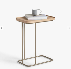 Table d'appoint extensible au design moderne, plateau en bois, base en métal, rectangulaire, meuble d'angle haut, décoration de salon - Product Image 4