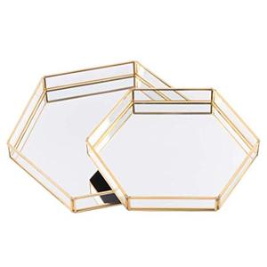Latón rectangular hecho a mano con bandeja de servicio de cristal para decoración del hogar y Hotel, 100% - Product Image 5