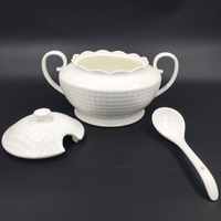 Vente en gros, vente chaude, soupière en porcelaine blanche en céramique de 3-4L, couleur personnalisée