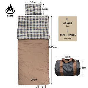 大尺寸3千克4季棉法兰绒睡袋带枕头保暖寒冷户外冬季野营睡袋