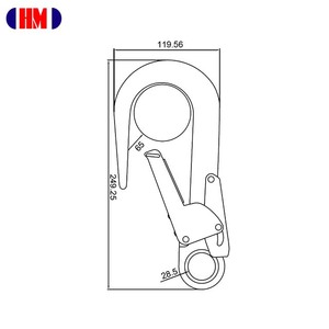 A7310-RD Gancho de Seguridad de Aleación de Aluminio Certificado CE EN362 - Gancho de Anclaje Forjado Anodizado Rojo para Seguridad Industrial - Product Image 3