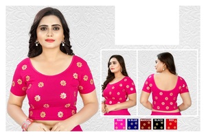 Formal Wear Designer Yellow Color Stretchable Weaving Blouses for Women Cotton Silk Half Sleeve Indian Garments Regular Fit - Product Image 2