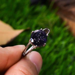 แหวนเงินสเตอร์ลิงสำหรับวันเกิด2.6กรัมแหวนพลอย iolite เหลี่ยมเพชรพลอยธรรมชาติสำหรับ92.5 - Product Image 3