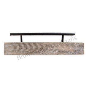 Bandeja de servicio de madera de pino con asas de Metal, bandeja Rectangular decorativa, suministro directo de fábrica, precio al por mayor - Product Image 4