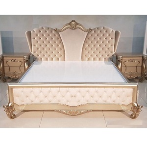 Comfortable <b>Double</b> <b>King</b> <b>Size</b> <b>Bed</b> with Side Stools New Design Luxury Home <b>Bed</b> & Nightstands European Solid Wood Master <b>Bed</b> - Product Image 1