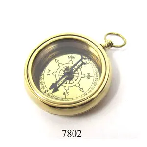 Handmade Wholesale Ship Wheel Brass Pocket Compass With White Dial Manufacturer And Exporter