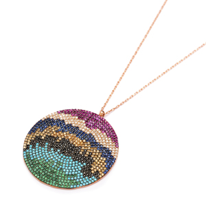 Mélange Pierre Conception Ronde Charme Collier 38 mm Diamètre Cercle Collier Turc Fait À La Main En Gros 925 Bijoux en Argent Sterling - Product Image 2