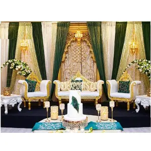 Trending Wedding Stage Sofa Set Meubels Classy Look Bruiloft Stadium Sofa Set Gouden Gesneden Koning Koningin Sofa Set Voor Bruiloft