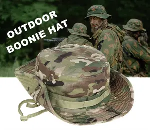 Multicam Boonie topi Bucket uniseks dewasa Sporty, topi pelindung matahari untuk memancing, mendaki, Kamuflase, berburu, luar ruangan