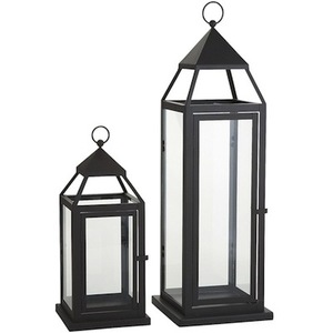 Linterna decorativa de acero inoxidable, diseño europeo con acabado de vidrio negro y Luz - Product Image 4