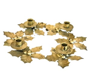 4 ARMS METAL <b>LEAF</b> DESIGN T-<b>LIGHT</b> HOLDER METAL HIGH QUALITY CANDLE HOLDER FESTIVAL USE HOME DECOR - Product Image 1