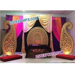 Decoración de Fondo para Escenario de Boda India, Paisley Dorado, Ligero, de Fibra de Vidrio, Paneles de Fondo para Boda con Tamaño Personalizado - Product Image 1