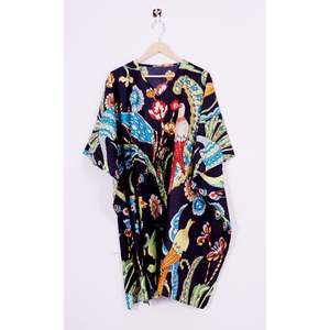 Vêtements quotidiens confortables femmes Boho-Style Maxi caftan robe recyclé coton indien enveloppement manches coréennes écologique naturel - Product Image 4