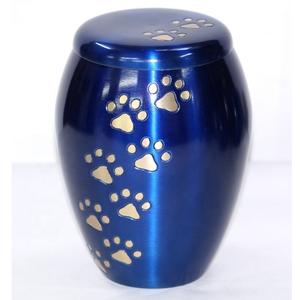 Urnes funéraires en laiton bleu royal pour animaux de compagnie, en laiton/aluminium, avec empreinte de patte, style américain/européen - Product Image 4