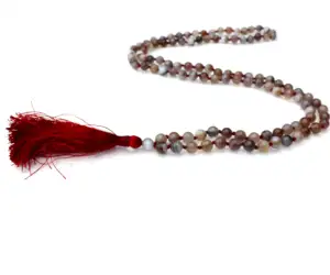 Collier de perles rondes Mala, Agate du Botswana, Yoga, Mala noué 108, collier de pierres précieuses faites à la main, offre spéciale