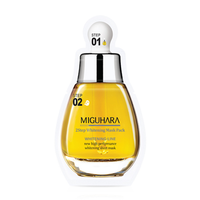 MIGUHARA Masque en tissu sérum visage éclaircissant et anti-âge en 2 étapes à la niacinamide, vitamine C et acide hyaluronique hydratant K-Beauty