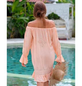 Hippy Boho Bohemian ropa de mujer rayón bordado vestido de complejo turístico - Product Image 3