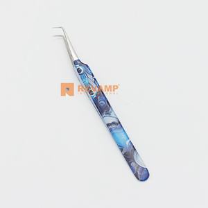 Private Label Sustainable Stainless Steel 90 Degree <b>Tweezers</b> Silver Tip Paper Coated Hand Tested Eyelash Extension <b>Tweezers</b> - Product Image 2