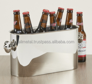 Acier inoxydable de qualité de luxe pour seau à champagne et à bière Organisateur de stockage de bouteilles portable Matériau métallique entièrement personnalisable - Product Image 2