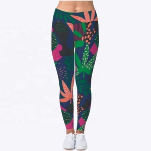 Leggings con Estampado Floral de Loto para Mujer, Poliéster/Spandex, Antibacterianos y Transpirables, Cintura Elástica, Talla y Logotipo Personalizables - Product Image 1