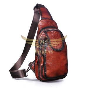 Men Genuine Real Leather Casual Triangle Crossbody Chest Sling <b>Bag</b> Design <b>Travel</b> Daypack Attractive Men And Women Wear Sling <b>Bag</b> - Product Image 5