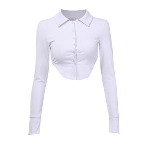 เสื้อครอปพิมพ์ลายผ้าฝ้ายแบบกำหนดเอง,เสื้อเชิ๊ตแบบสั่งทำโลโก้ได้ - Product Image 1