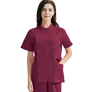 Uniformes de hospital unisex de verano último diseño botón lateral enfermera Jogger Scrubs poliéster Spandex Jersey tela para clima cálido - Product Image 5