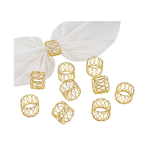 Anneaux de serviette de couleur or de conception classique anneaux de tissu de serviette en forme de feuille de qualité supérieure au prix le plus bas - Product Image 5