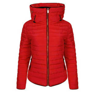 Parkas de lujo para mujer, chaquetas acolchadas 100% de poliéster, chaquetas acolchadas de Color sólido de manga larga lisas informales personalizadas para mujer - Product Image 3