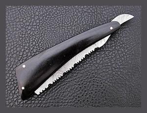 มีดโกนเหล็กดามัสกัส SJ รุ่นหรูหราสำหรับผู้ชาย ใบมีดเดี่ยว ด้ามจับพลาสติกและไม้ สำหรับโกนหนวดและใช้ในร้านตัดผม - Product Image 4